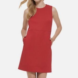 Tommy Hilfiger Sleeveless Crew Neck Structured Pink Shift Dress size 10